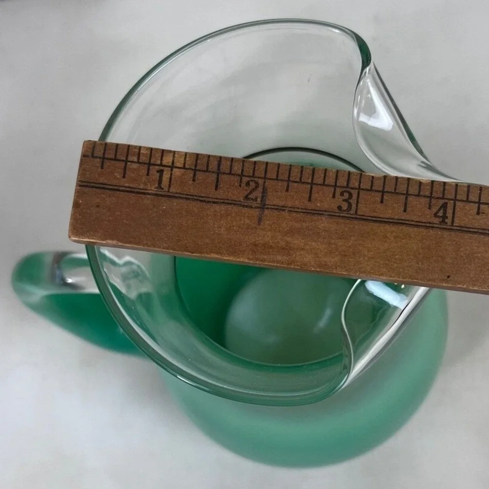 Vintage Floral Pitcher Green Ombre Glass Gold Trim Blendo?‎ West Virginia?